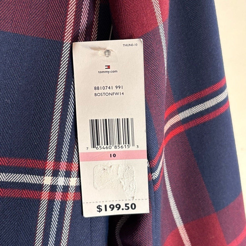 TOMMY HILFIGER Sz 10 Boston Blazer in Red and Blue Plaid Lined Shoukder Pads NEW - Picture 5 of 13